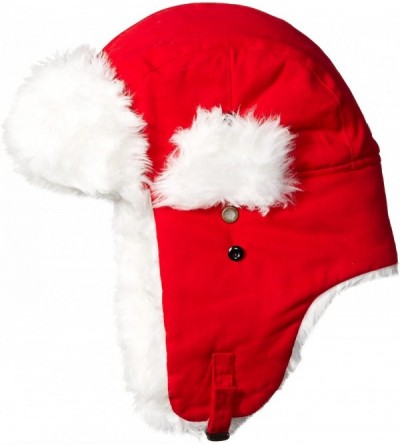 Bomber Hats Trooper Ear Flap Cap w/Faux Fur Lining Hat - Red Santa - CO11PSXWL7L $21.13