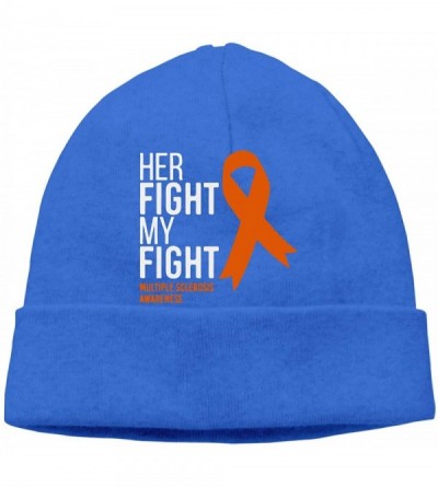 Skullies & Beanies Her Fight is My Fight Multiple Sclerosis Warm Skiing Skull Cap Men's Women's Snow Sports Thin Beanie - Blu...