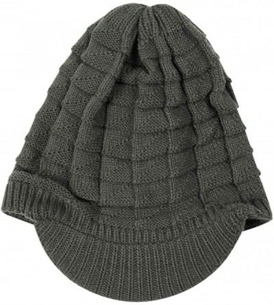 Skullies & Beanies Womens Winter Warm Ribbed Beanie Hat with Brim- Girls Knit Visor Pom Pom Ski Cap - 3 - CT192O23RQ8 $15.07