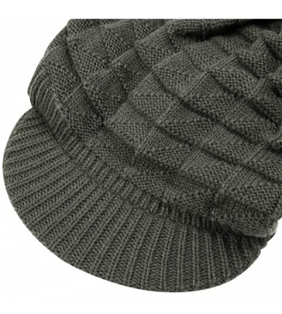 Skullies & Beanies Womens Winter Warm Ribbed Beanie Hat with Brim- Girls Knit Visor Pom Pom Ski Cap - 3 - CT192O23RQ8 $15.07
