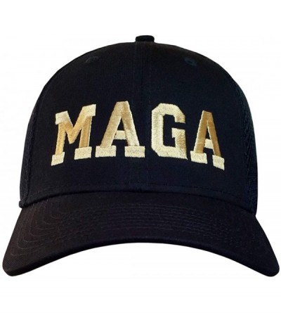 Baseball Caps MAGA Hat - Trump Cap - New Era Structured Black/Gold Maga - C218AHGXG87 $43.17