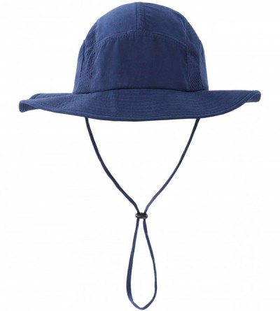 Sun Hats Men's Sun Hat UPF 50+ Wide Brim Bucket Hat Windproof Fishing Hats - N Navy Blue - C018U4AHXIE $28.04