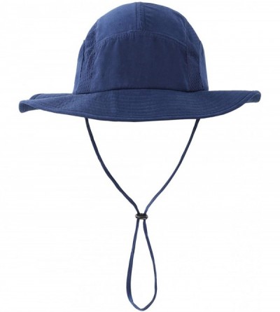 Sun Hats Men's Sun Hat UPF 50+ Wide Brim Bucket Hat Windproof Fishing Hats - N Navy Blue - C018U4AHXIE $14.20