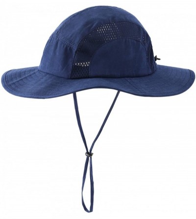 Sun Hats Men's Sun Hat UPF 50+ Wide Brim Bucket Hat Windproof Fishing Hats - N Navy Blue - C018U4AHXIE $14.20