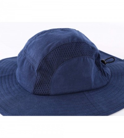 Sun Hats Men's Sun Hat UPF 50+ Wide Brim Bucket Hat Windproof Fishing Hats - N Navy Blue - C018U4AHXIE $14.20