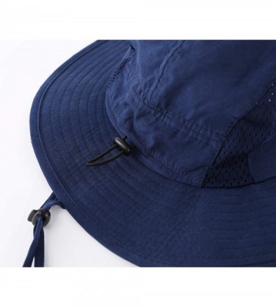 Sun Hats Men's Sun Hat UPF 50+ Wide Brim Bucket Hat Windproof Fishing Hats - N Navy Blue - C018U4AHXIE $14.20