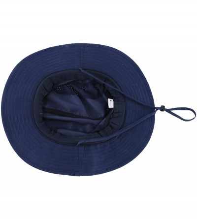 Sun Hats Men's Sun Hat UPF 50+ Wide Brim Bucket Hat Windproof Fishing Hats - N Navy Blue - C018U4AHXIE $14.20