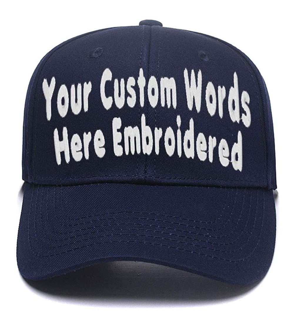 Baseball Caps Custom Embroidered Baseball Hat Personalized Adjustable Cowboy Cap Add Your Text - Dark Blue - CV18HTOYS9G $13.86