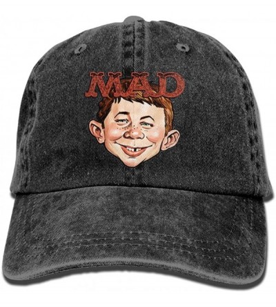 Baseball Caps Magazine Absolutely MAD Cap Adjustable Vintage Washed Denim Baseball Cap Dad Hat - Black - CI18DW8AS6H $15.69