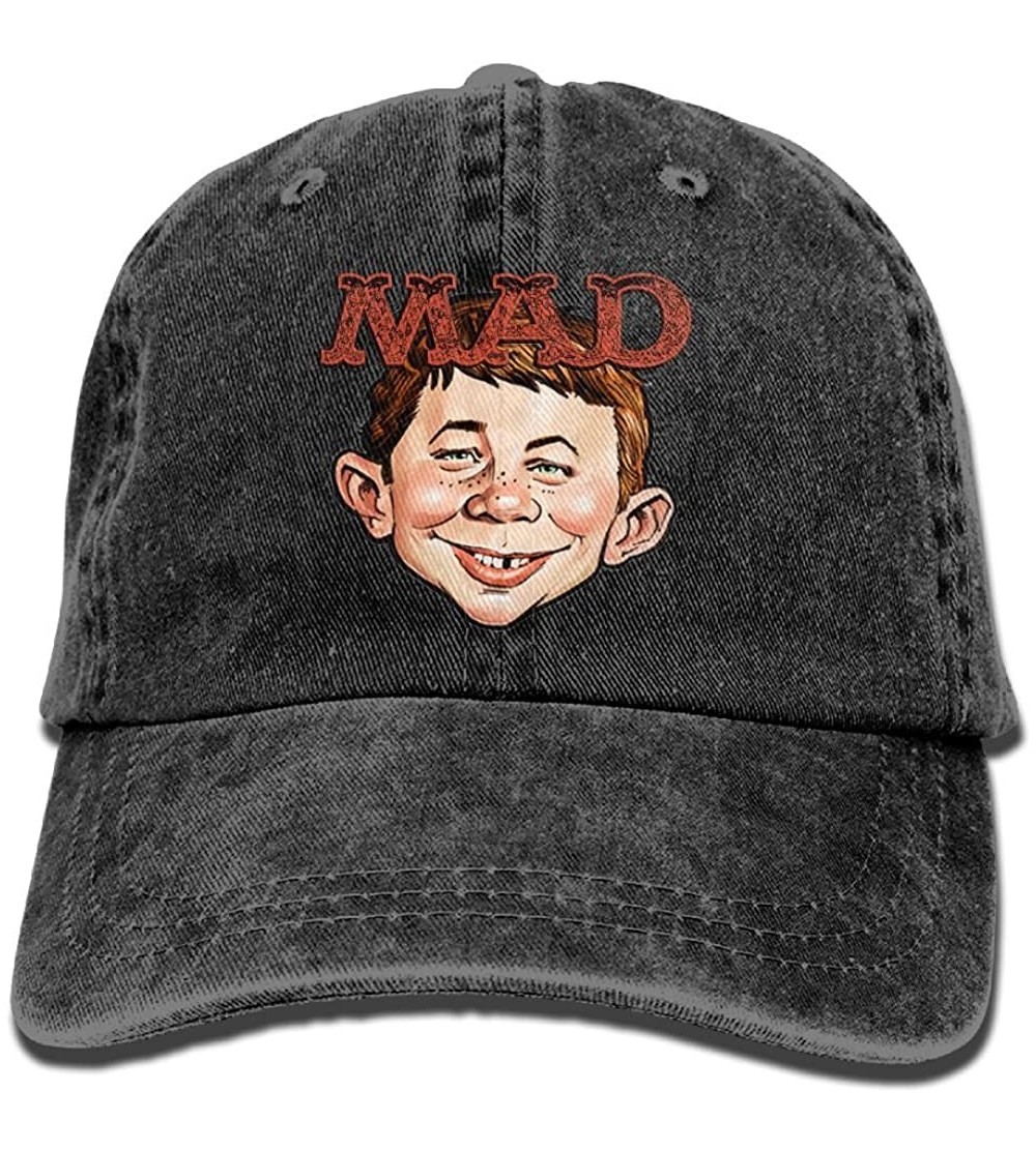 Baseball Caps Magazine Absolutely MAD Cap Adjustable Vintage Washed Denim Baseball Cap Dad Hat - Black - CI18DW8AS6H $15.69