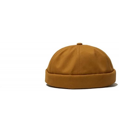 Skullies & Beanies Mens Adjustable Solid Brimless Hat Vogue Retro Skullcap Sailor Cap - Yellow - CA18Y6IZQ39 $9.95