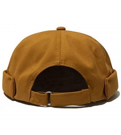 Skullies & Beanies Mens Adjustable Solid Brimless Hat Vogue Retro Skullcap Sailor Cap - Yellow - CA18Y6IZQ39 $9.95