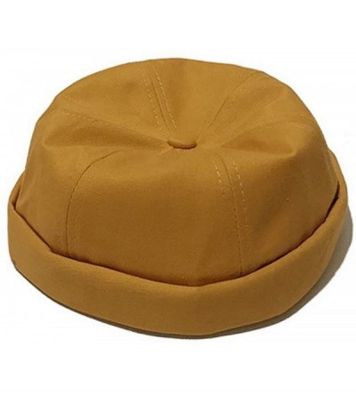 Skullies & Beanies Mens Adjustable Solid Brimless Hat Vogue Retro Skullcap Sailor Cap - Yellow - CA18Y6IZQ39 $9.95