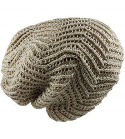 Skullies & Beanies Unisex Knit Slouch Reversible Beanie - Beige - C2122B7OTOJ $13.20