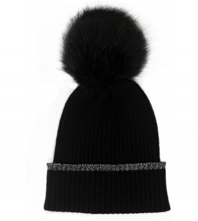 Skullies & Beanies Womens Winter Knit Beanie Hat for Women Girls Slouchy Warm Hats with Faux Fur Pompom Chunky Ski Cap Stretc...