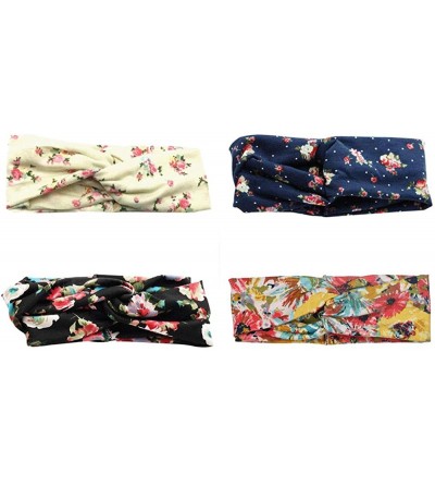 Headbands Womens Headbands Boho Headwraps Cross Elastic Hair Band Bows Cross Head Bands for Women - 4 Pack Cross Floral - CC1...