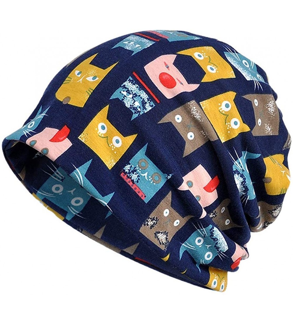 Skullies & Beanies Cotton Beanies Chemo Caps Cancer Headwear Skull Cap Knitted hat Scarf for Womens Mens - Blue - C018NHGNOOS...