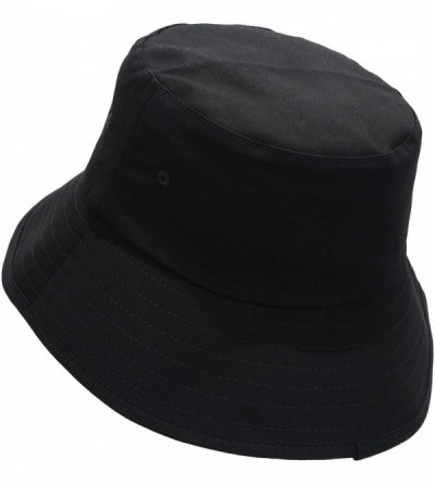 Bucket Hats Washed Cotton Bucket Hat for Women and Men Travel Fishing Caps Summer Foldable Brim Sun Hat - Black 2 - CM18SNHZ7...