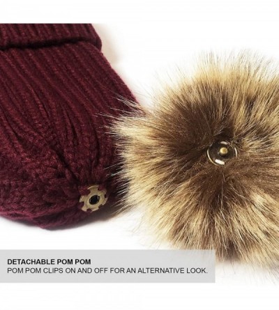 Skullies & Beanies Womens Winter Knitted Beanie Detachable - Red - CM123U5SKY1 $8.07
