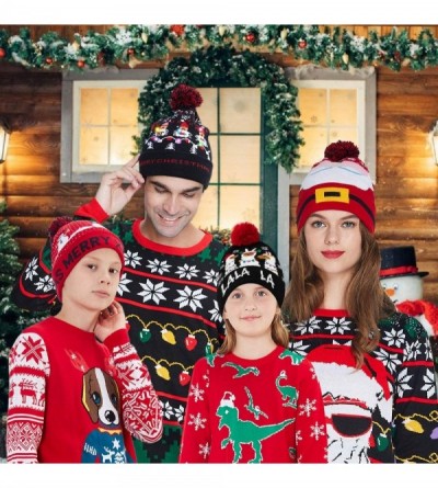 Skullies & Beanies Led Christmas Hat Adult Kids Light Up Warm Cap Xmas Knit Winter Beanie - Multicoloured-06 - C918YGDL0UA $1...