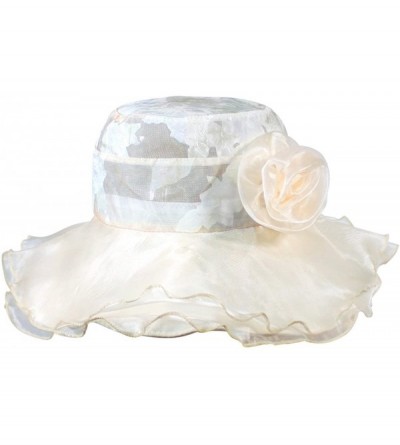 Sun Hats Women's Summer Sun Hat - Elegant Floppy Dress Hat - Elegant Floral - Cream - C611DEY1MP3 $43.08