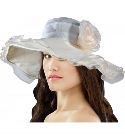 Sun Hats Women's Summer Sun Hat - Elegant Floppy Dress Hat - Elegant Floral - Cream - C611DEY1MP3 $18.38