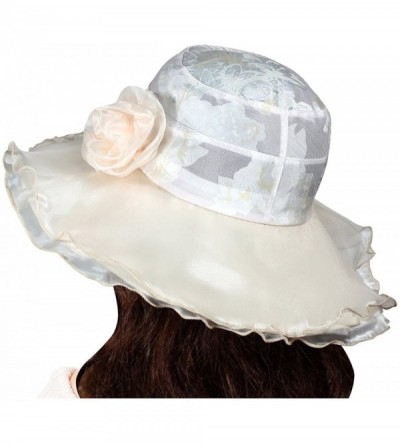 Sun Hats Women's Summer Sun Hat - Elegant Floppy Dress Hat - Elegant Floral - Cream - C611DEY1MP3 $18.38