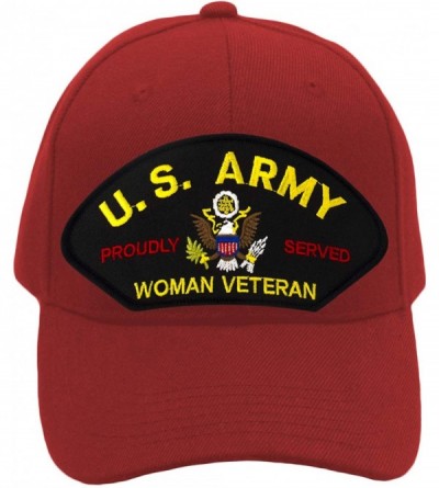 Baseball Caps US Army - Woman Veteran Hat/Ballcap Adjustable One Size Fits Most - Red - CK18NGNW46Z $45.30