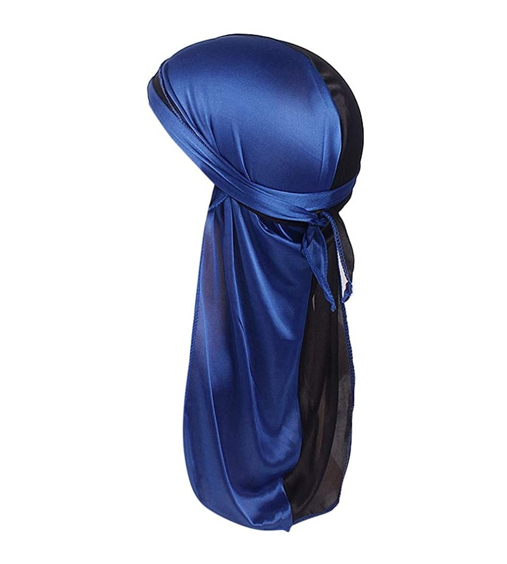 Skullies & Beanies Unisex Men Women's Fashion Velvet Bandana Hat Durag Rag Tail Headwrap Headwear - Blue 1 - CI18TC402NG $10.40