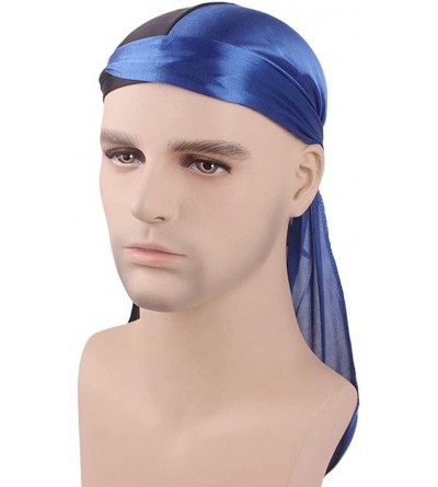 Skullies & Beanies Unisex Men Women's Fashion Velvet Bandana Hat Durag Rag Tail Headwrap Headwear - Blue 1 - CI18TC402NG $10.40