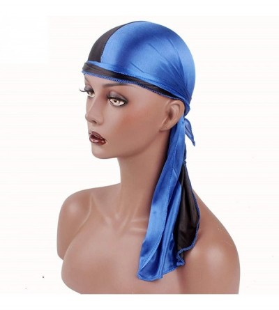 Skullies & Beanies Unisex Men Women's Fashion Velvet Bandana Hat Durag Rag Tail Headwrap Headwear - Blue 1 - CI18TC402NG $10.40