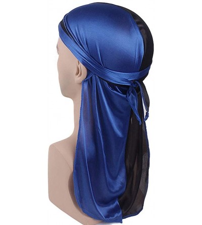 Skullies & Beanies Unisex Men Women's Fashion Velvet Bandana Hat Durag Rag Tail Headwrap Headwear - Blue 1 - CI18TC402NG $10.40