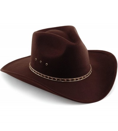 Cowboy Hats Western Pinch Front Faux Felt Cowboy Hat - Brown - CO12O7AZ8RM $81.61
