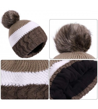Skullies & Beanies Womens Winter Beanie Hat Warm Knit Skull Hat Scarf Set for Girl Slouchy Thick Fleece Lined Ski Hat with Po...