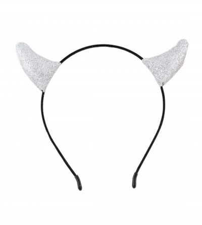 Headbands Glitter Devil Horns Headband Halloween Fancy Dress Cosplay Hairband (Sliver) - Sliver - CX18X4UM8M7 $8.42