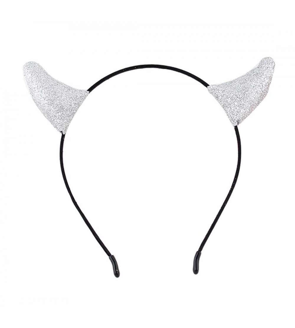 Headbands Glitter Devil Horns Headband Halloween Fancy Dress Cosplay Hairband (Sliver) - Sliver - CX18X4UM8M7 $8.42