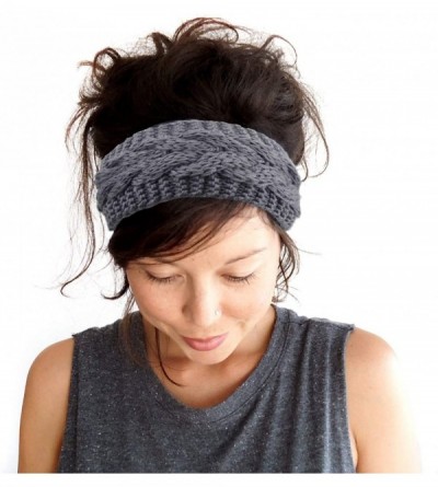 Headbands Crochet Turban Headband for Women Warm Bulky Crocheted Headwrap - 4 Pack Twist Knitted - Beige-Gray-Brown-Black - C...