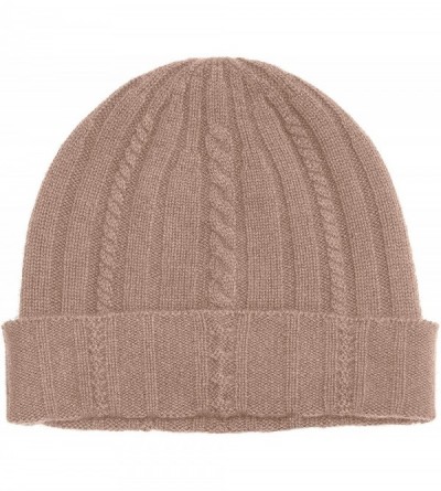 Skullies & Beanies Cable Knit Cuffed Beanie 100% Pure Cashmere Foldover Hat•Ultimately Soft and Warm - Camel - C6187K5U852 $4...