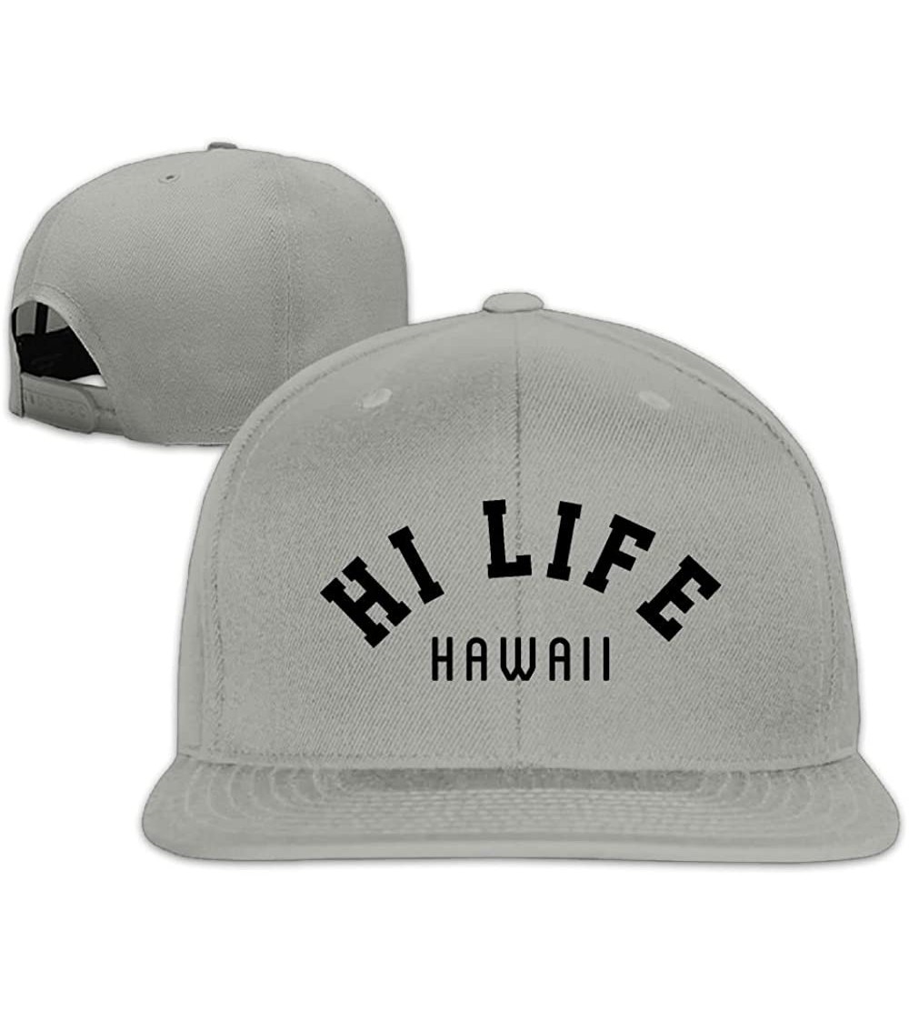 Sun Hats Hawaii Hi Life Design Snapback Hip Hop Flat Bill Baseball Caps For Men Women - Ash - CG1879TCWCN $9.24