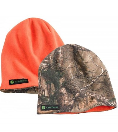 Skullies & Beanies Reversible Knit Realtree Edge Camo Orange Fleece Lined Beanie Stocking Cap Made for John Deere - CU18KCLZE...