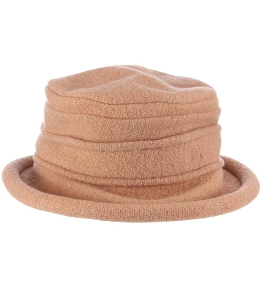 Bucket Hats Women's Packable Boiled Wool Cloche - Camel - CD11583NDTL $37.84