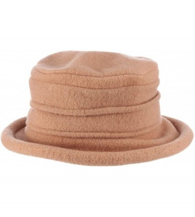 Bucket Hats Women's Packable Boiled Wool Cloche - Camel - CD11583NDTL $37.84