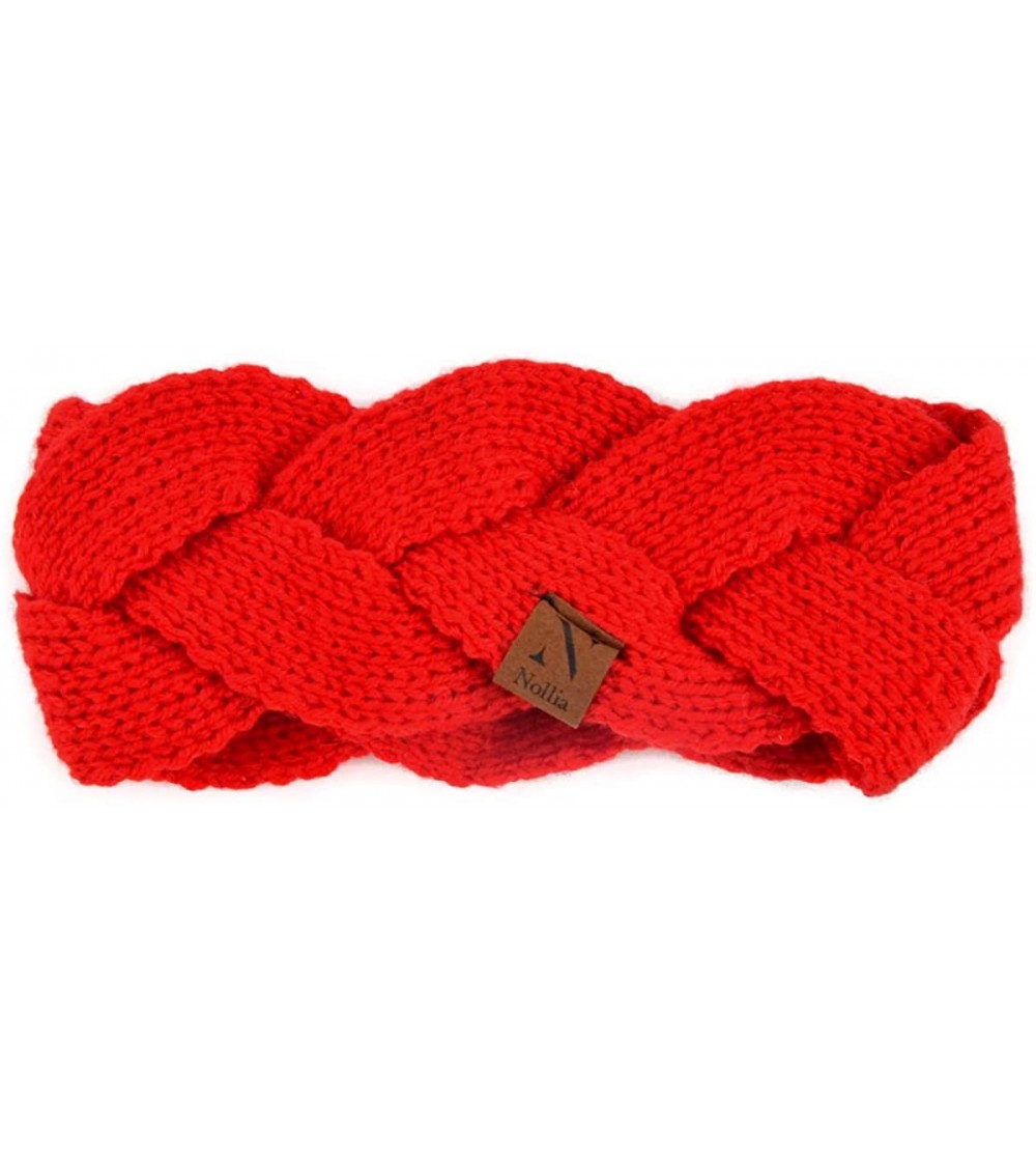 Cold Weather Headbands Winter Ear Bands for Women - Knit & Fleece Lined Head Band Styles - Red Braided - CU18A90U325 $17.04