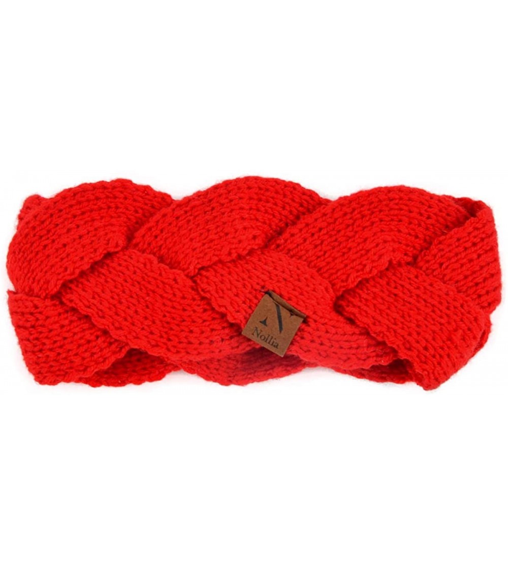 Cold Weather Headbands Winter Ear Bands for Women - Knit & Fleece Lined Head Band Styles - Red Braided - CU18A90U325 $8.63