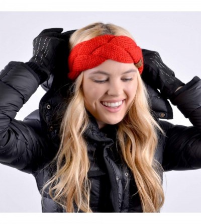 Cold Weather Headbands Winter Ear Bands for Women - Knit & Fleece Lined Head Band Styles - Red Braided - CU18A90U325 $8.63