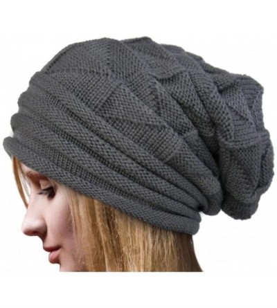 Skullies & Beanies Women Winter Crochet Hat Wool Knit Beanie Warm Caps (Gray) - Gray - C012O754673 $19.07