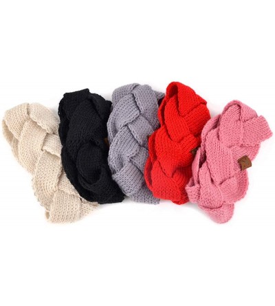 Cold Weather Headbands Winter Ear Bands for Women - Knit & Fleece Lined Head Band Styles - Red Braided - CU18A90U325 $19.99
