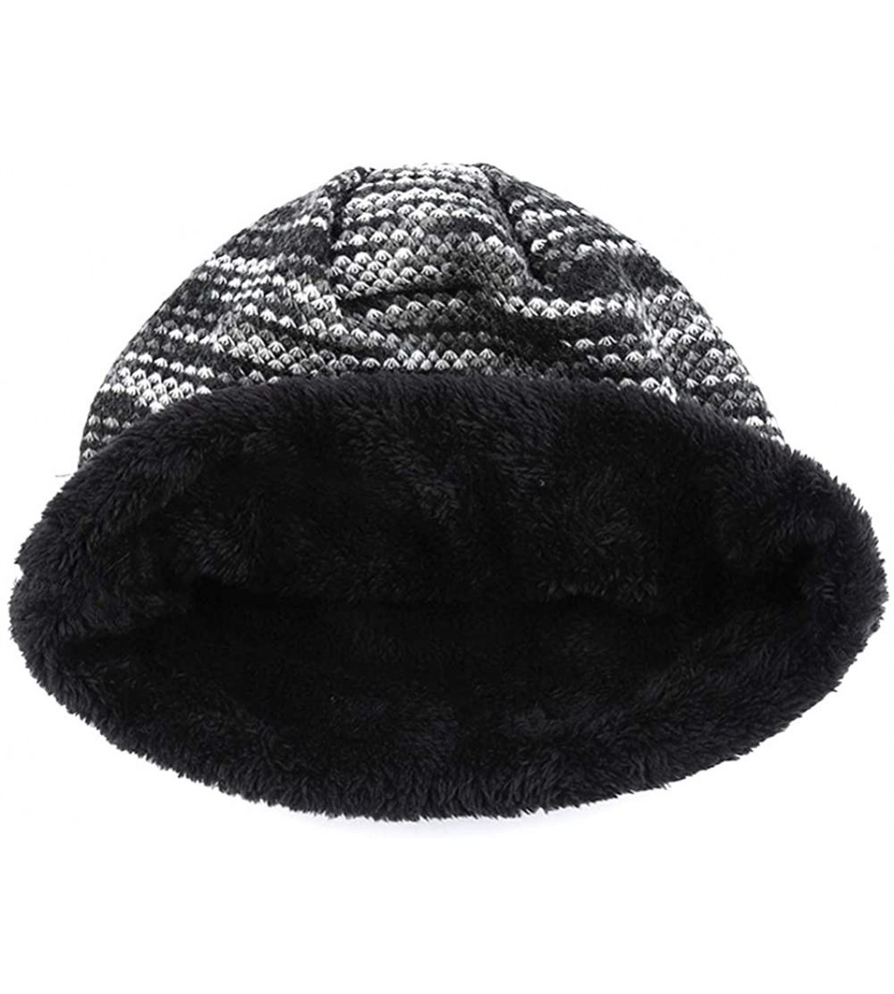 Skullies & Beanies Unisex Winter Warm Hat with Velvet Chunky Cable Knit Beanie Outdoor Cap - Grey - CN187E3SR05 $11.18