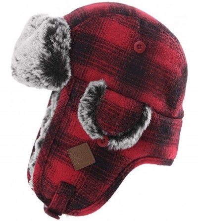 Bomber Hats Unisex Bomber Trapper Earflaps Russian Ushanka Winter Hat Hunting Cap 55-61cm - 89079-red - C918KY8290S $32.29