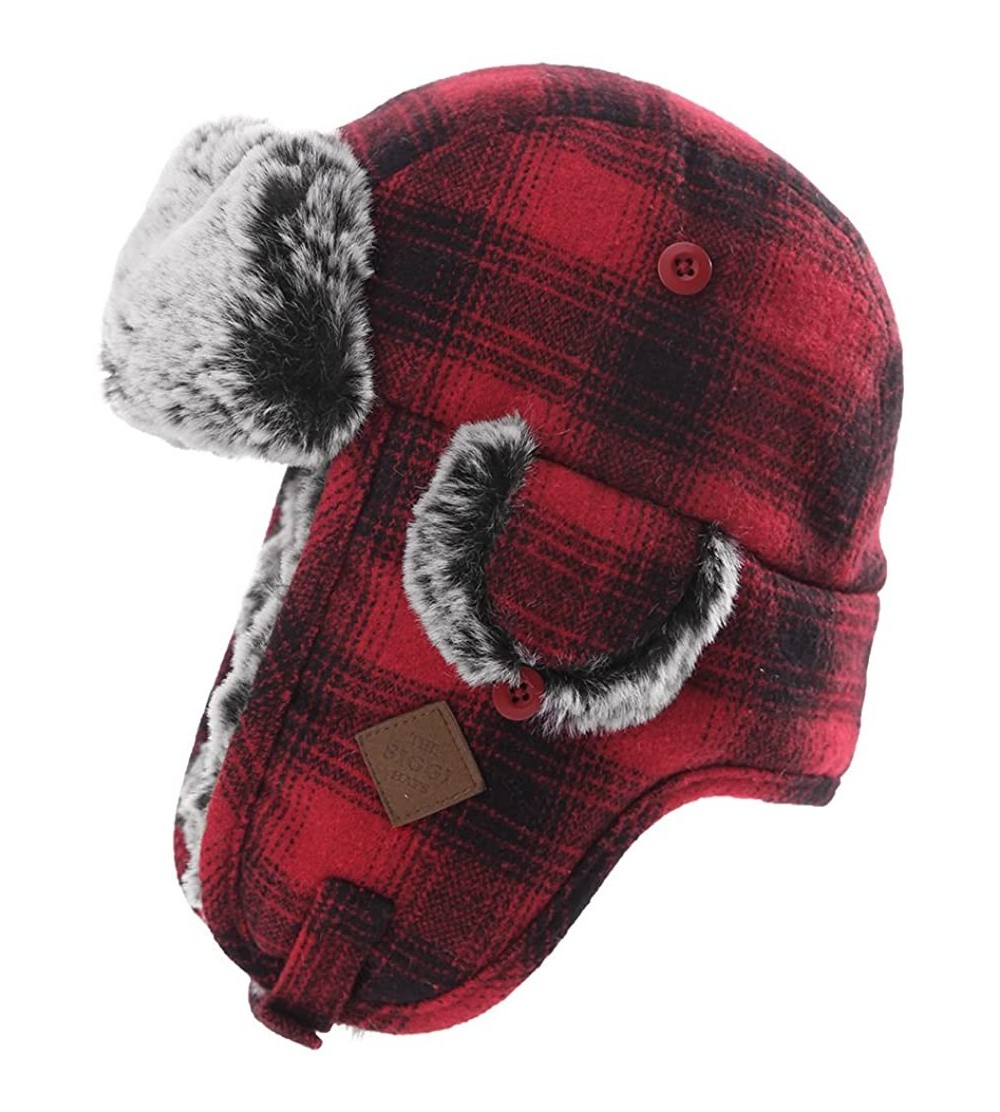 Bomber Hats Unisex Bomber Trapper Earflaps Russian Ushanka Winter Hat Hunting Cap 55-61cm - 89079-red - C918KY8290S $32.29